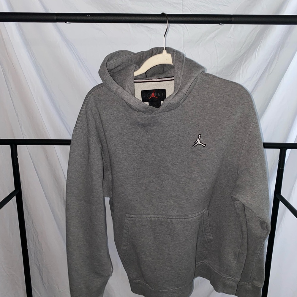 Jordan Gray Cotton-Blend Hoodie Sweatshirt